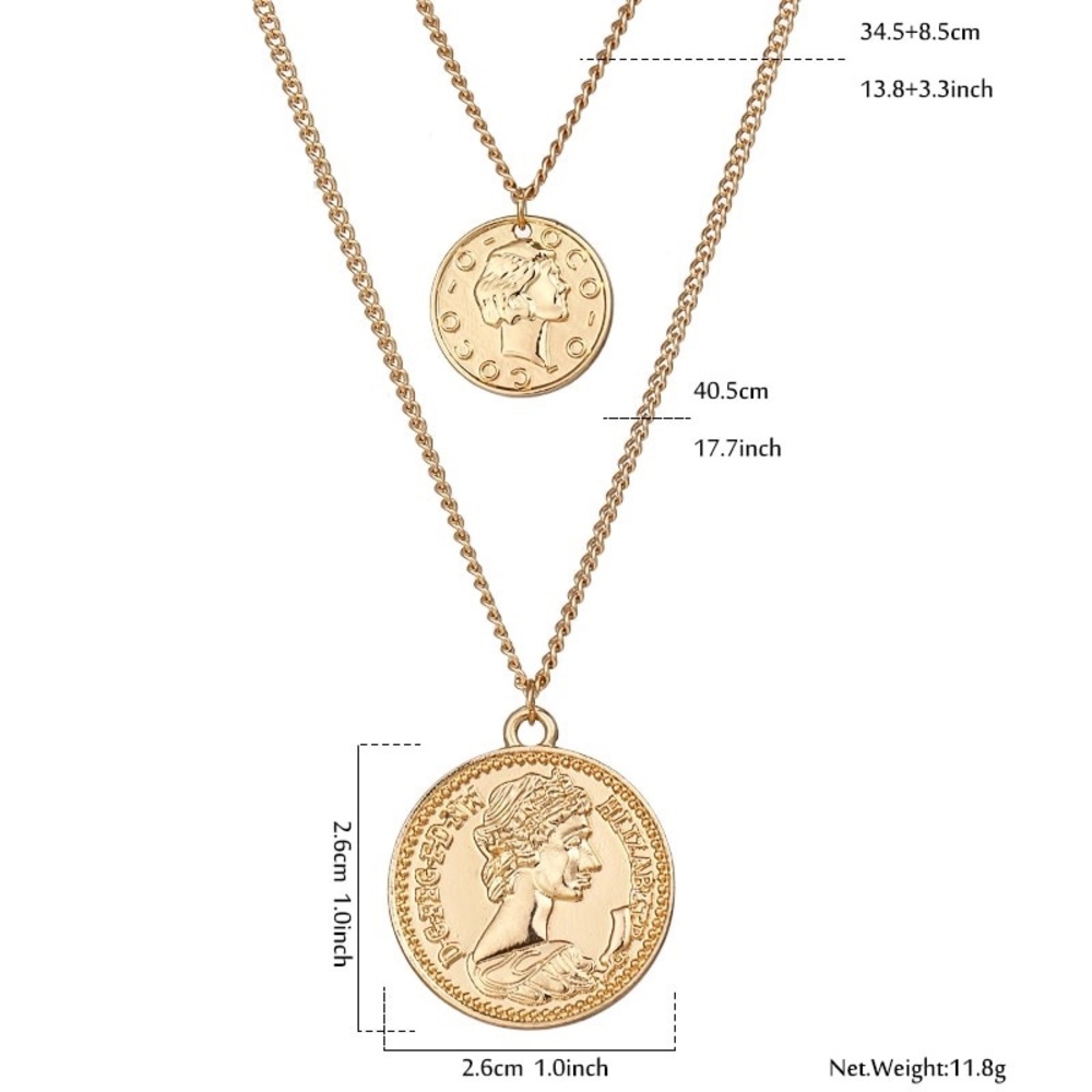 ⚡️ 🖤SALE🖤 ⚡️Gold double chain necklace with coin - Picture 3 of 8